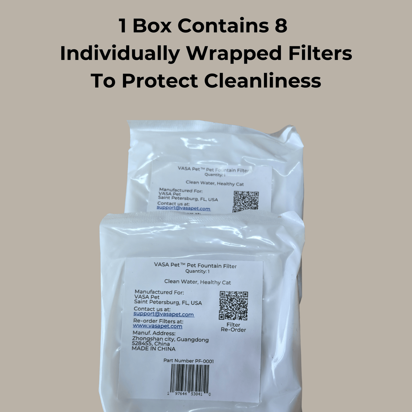 VASA cat water fountain - 8 pack of filters - Single Packs